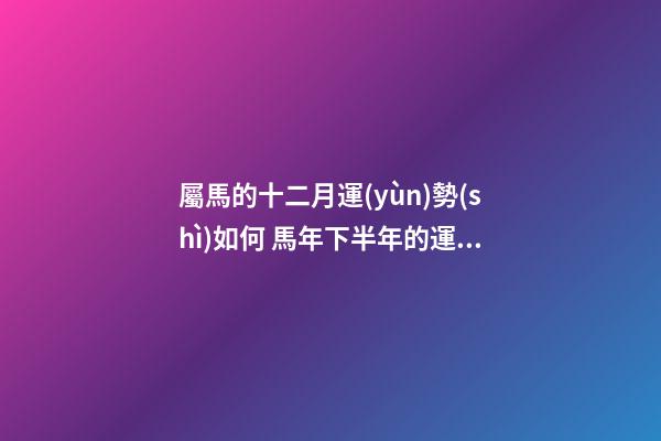 屬馬的十二月運(yùn)勢(shì)如何 馬年下半年的運(yùn)勢(shì)，馬年2021年十二個(gè)月的運(yùn)勢(shì)及運(yùn)程-第1張-觀點(diǎn)-玄機(jī)派